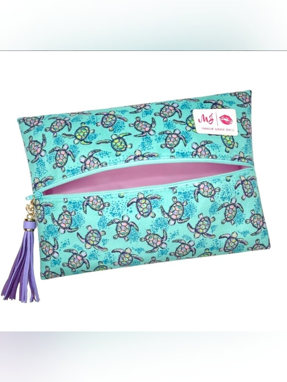 Makeup Junkie Dilly Dally Days Aqua Sea Turtle Cosmetic Bag Medium NEW